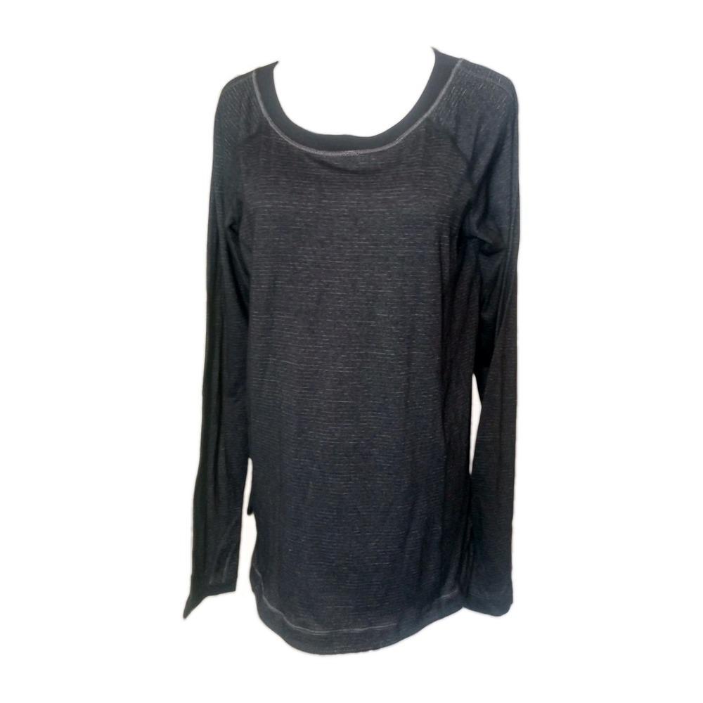 Lululemon Top Womens NO SIZE Gray Striped Long Sleeve Turn It Up Athleisure L